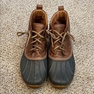 Sperry Brown Leather & Black Rubber Duck Boots
